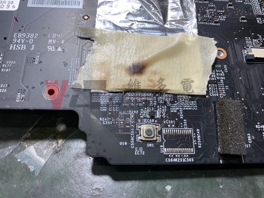 MSI GV62 8RC 無法開機、不過電、主機板進水嚴重鏽蝕維修案例 MSI GV62 主機板進水維修