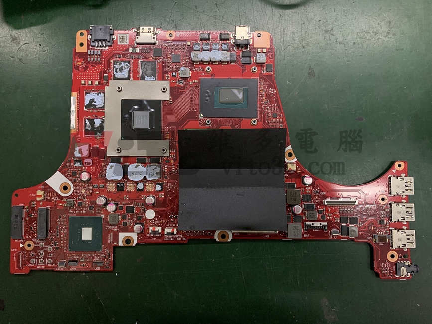 ROG G531G 不過電、無法開機、筆電進水、主機板CPU維修案例 ROG G531G 主機板正面