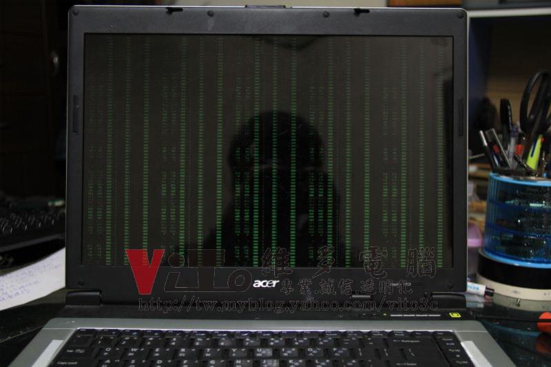 Acer Aspire 1652 WLMi 顯卡破圖線條、開機畫面半邊線條、顯卡故障維修實例 Acer Aspire 1652 畫面出現綠色方塊