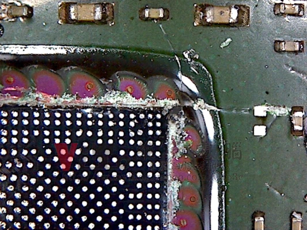 筆電 NVIDIA 顯示卡故障的主要問題,BGA封裝晶片拆解 基板(BASE)引腳佈局