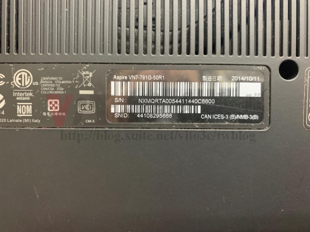 ACER VN7-791G 不過電,使用中突然斷電無法開機,主機板短路不能開機維修實例 Aspire VN7-791G-50R1
