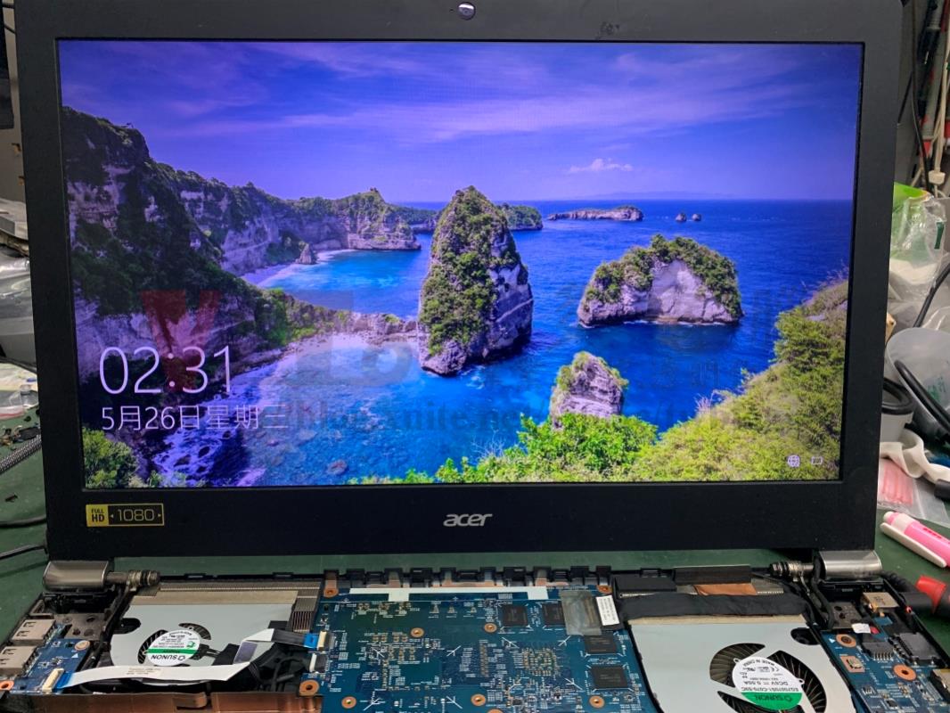 ACER VN7-791G 不過電,使用中突然斷電無法開機,主機板短路不能開機維修實例 VN7-791G 測試畫面