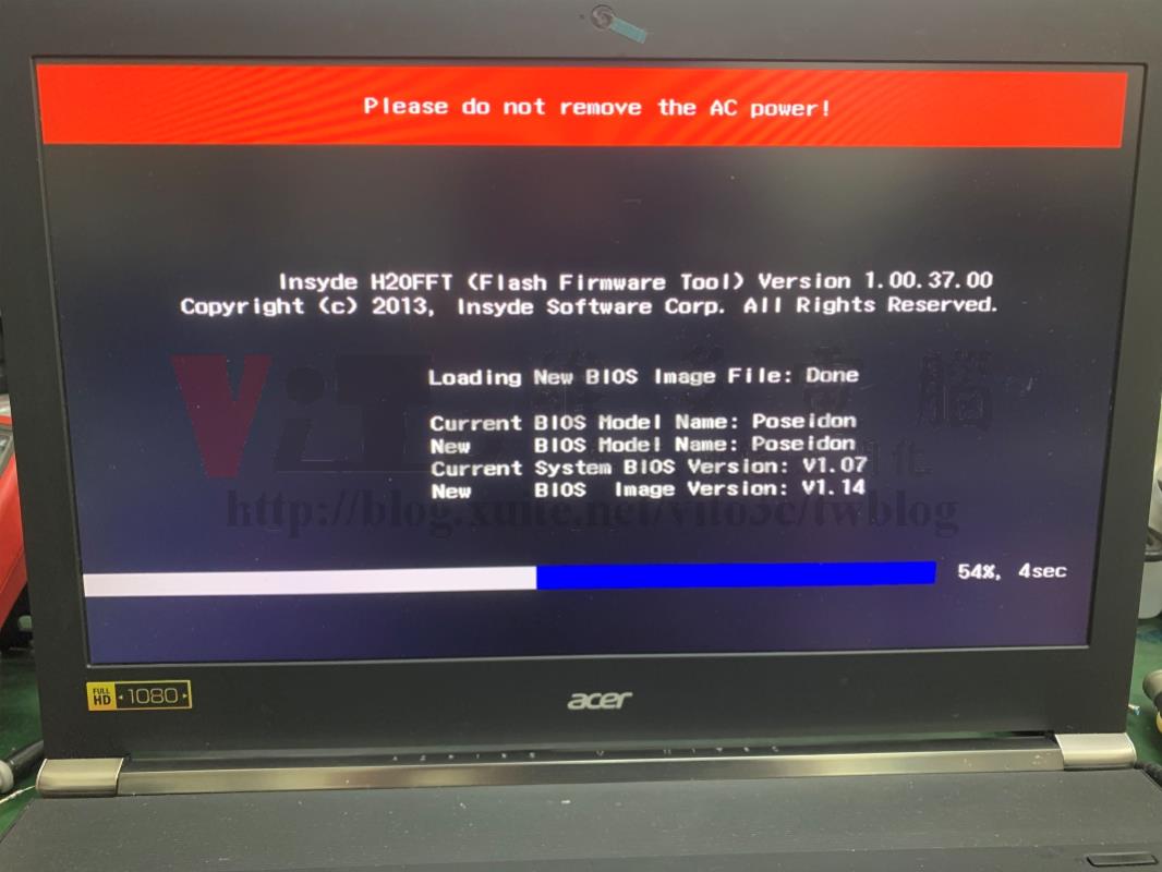 ACER VN7-791G 不過電,使用中突然斷電無法開機,主機板短路不能開機維修實例 VN7-791G BIOS更新