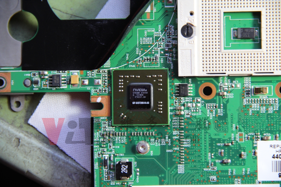 惠普 HP DV2000 開機BB警告聲、BIOS一長兩短、NVIDIA GO7200 顯卡故障維修實例 HP DV2000 故障的NVIDIA GO 7200 顯示卡晶片