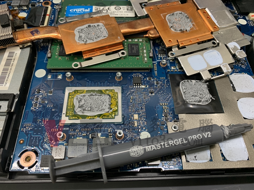 ASUS FX505D 筆電螢幕畫面抖動、黑屏維修 | 台中、彰化現場更換 LCD CPU與獨立顯示卡更換全新的散熱膏,CoolerMaster MasterGel Pro V2