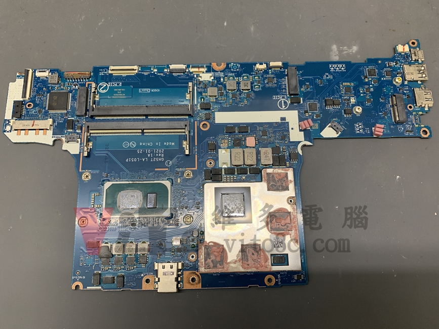 ACER AN515-56 筆電螢幕故障,導致 CPU 損壞的維修實例 | 台中、彰化專業維修 主機板正面-拆機品