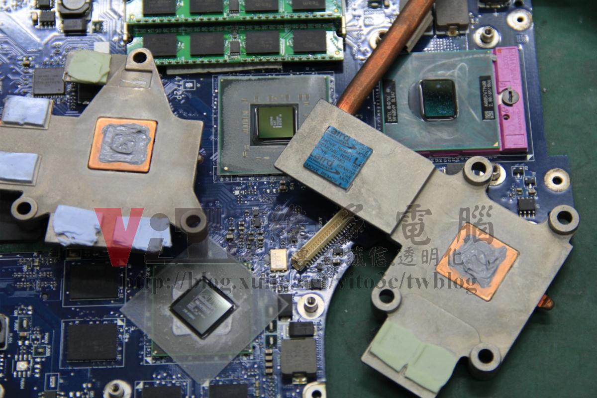 仁寶 COMPAL HLB2 開機沒畫面顯示、無法開機、電源燈亮但不能啟動、主機板查修實例|台中、彰化筆電維修 COMPAL HLB2 CPU與顯示卡散熱膏更換,北橋晶片更換導熱貼片