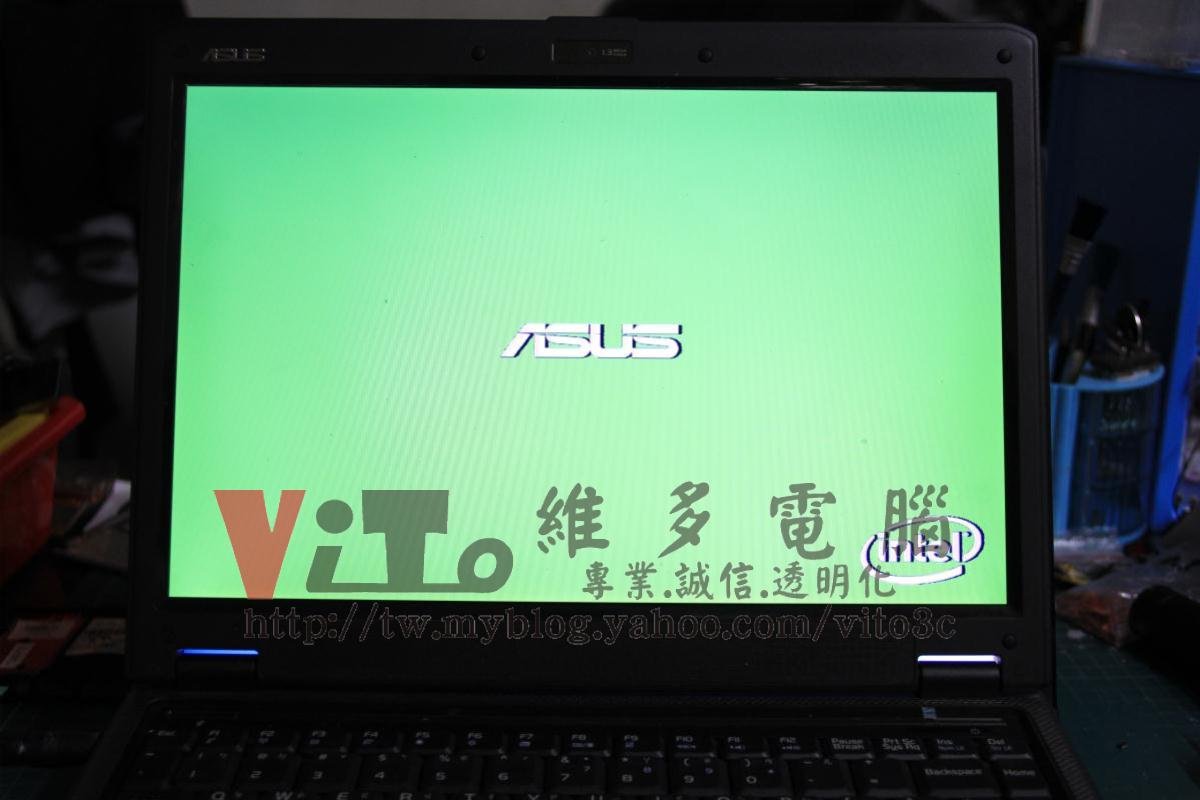ASUS F6S 開機綠色畫面、顯卡故障通病、顯示卡BGA焊接實例|台中、彰化筆電維修 開機顯示綠色畫面