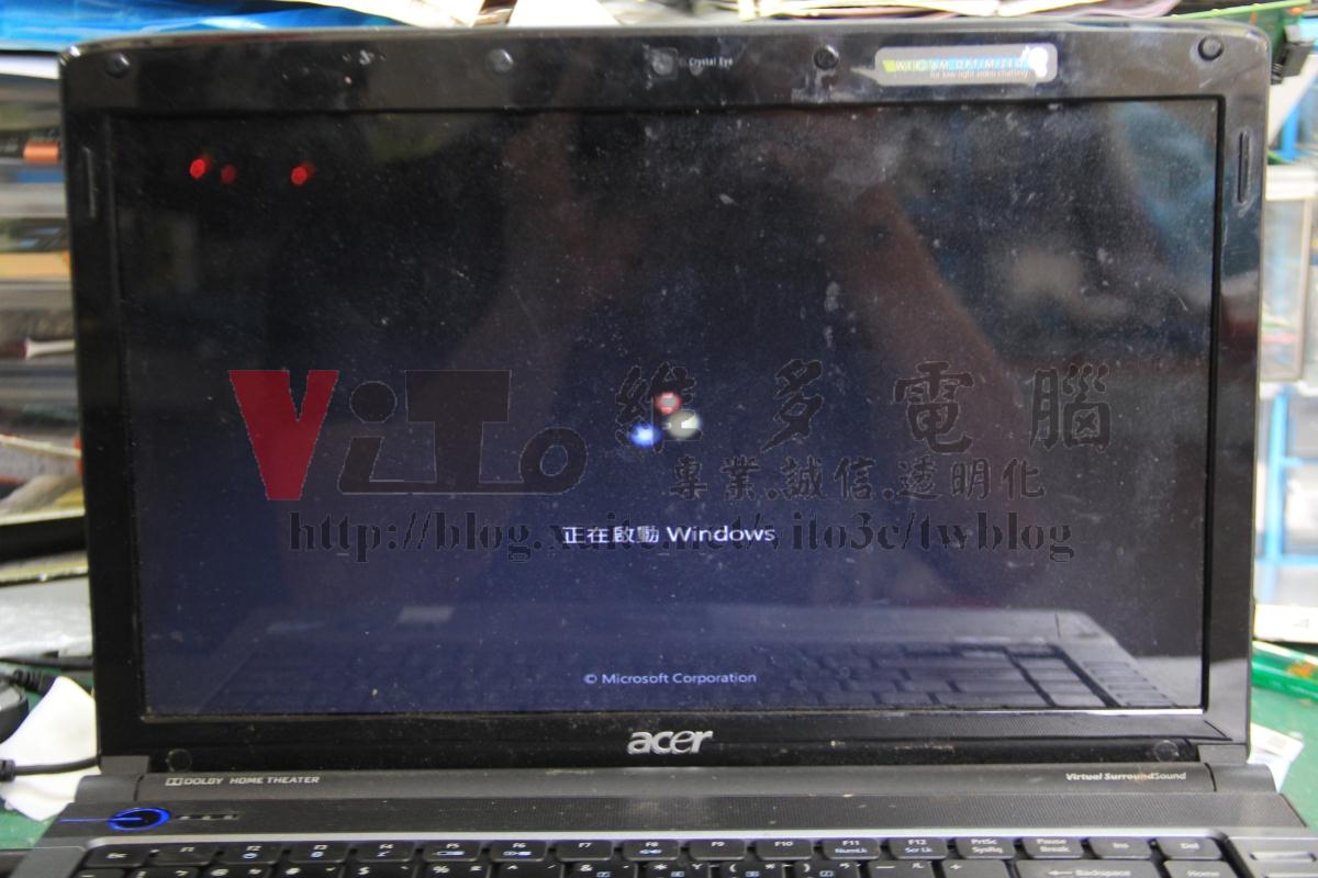 ACER 4736ZG 突然斷電重啟、NEC大電容故障通病、鉭電容改裝實例(示波器測量詳解) Acer 4736ZG 正在啟動 Windows 時突然就斷電重新啟動