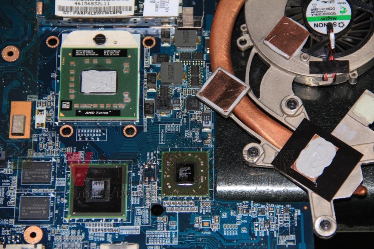 COMPAQ CQ40-411AX Caps lock燈號閃爍、開機黑屏,北橋晶片維修實例|台中、彰化筆電維修 COMPAQ CQ40-411AX 更換散熱膏與銅片導熱模改