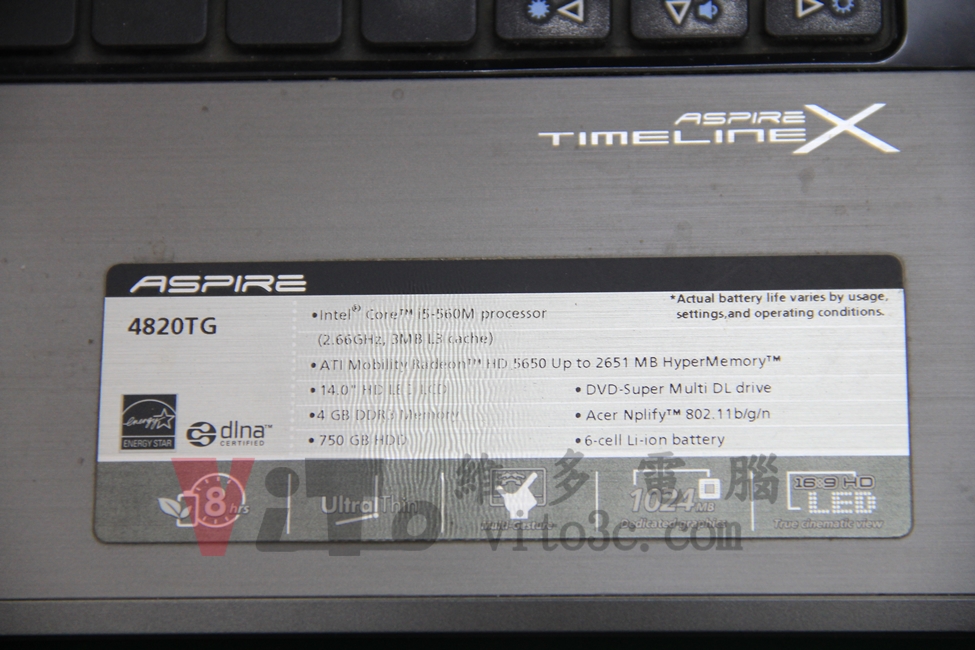 ACER 4820TG 開機沒畫面、黑屏,突然關機維修實例|台中、彰化筆電維修 ACER 4820TG 筆電整面型號規格標籤
