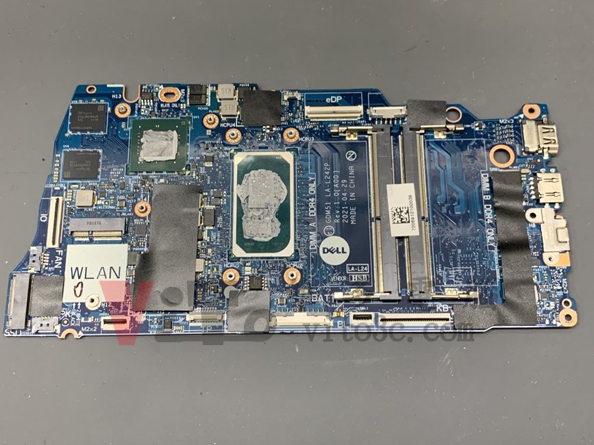 DELL P112F 電池可以使用、外接變壓器無法充電,主機板維修實例|台中、彰化筆電維修 DELL Inspiron 15 3511 (P112F) 更換充電管理IC完成(主機板正面)