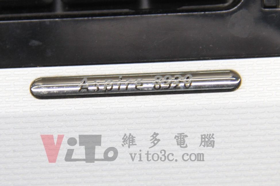 ACER 8920G 開機黑屏、沒畫面顯示、無法開機、CPU供電與顯示卡故障更換實例|台中、彰化筆電維修 ACER ASPIRE 8920G 鍵盤右下方型號標牌