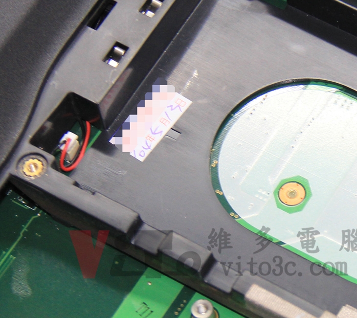 ACER 8920G 開機黑屏、沒畫面顯示、無法開機、CPU供電與顯示卡故障更換實例|台中、彰化筆電維修 ACER 8920G 前業者維修保固標籤104年5月13日(放大圖)