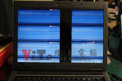 (筆電維修)華碩 ASUS F3SV 多格畫面~畫面六分割~顯卡過熱故障~畫面顯示異常維修實例
